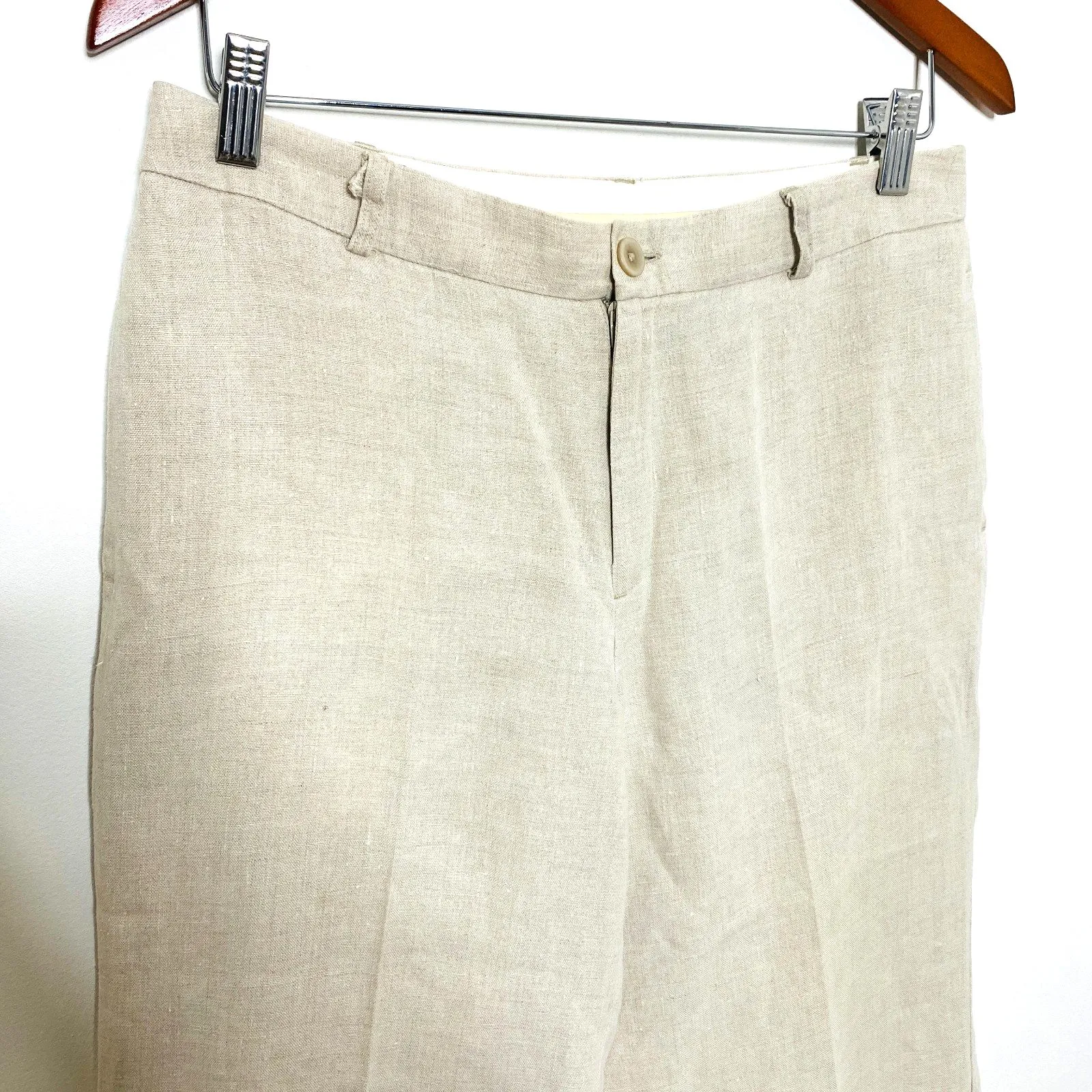Gap Linen Khaki Wide Cropped Capri Pants Lightweight Breathable Sz 6 - Image 3