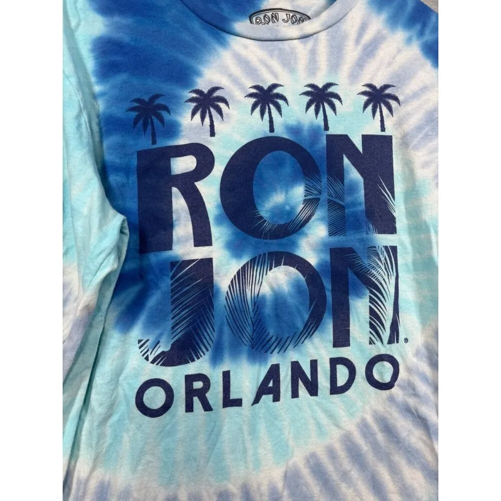 Ron Jon Orlando Tie Dye‎ Long Sleeve T-Shirt S 100% Cotton Blue & White Surf - Image 2