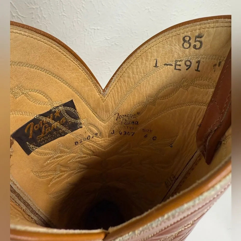 Vintage Tony Lama Black Gold Label Lizard Vamp Cowgirl Floral Boots Size 6C RARE - Image 8