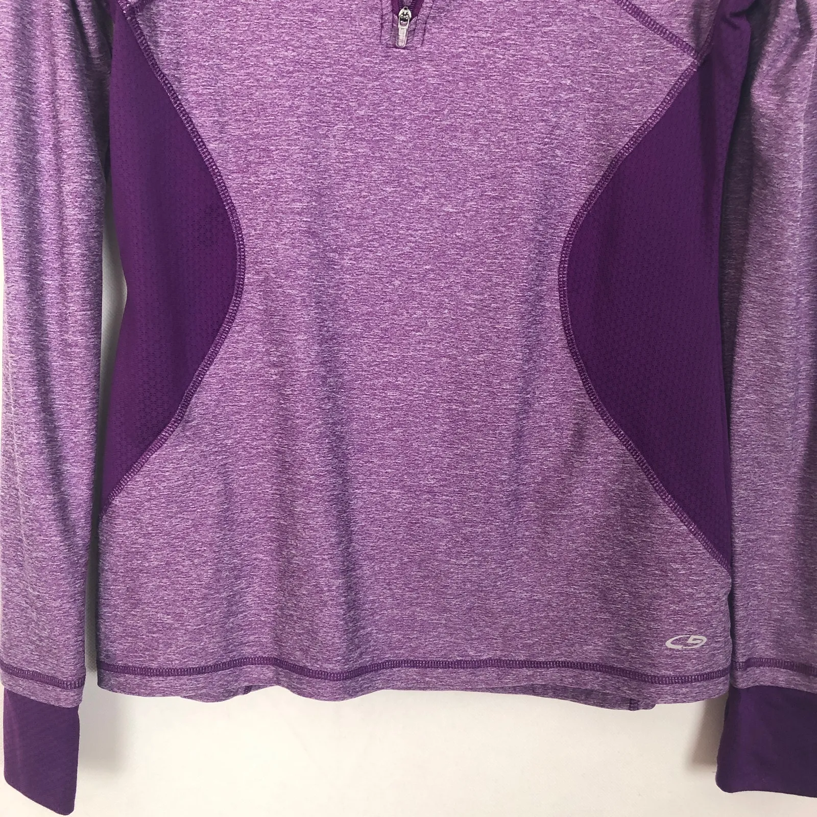 Champion 1/4 Zip Purple Activewear Long Sleeve Mesh Top Size XS - Image 4