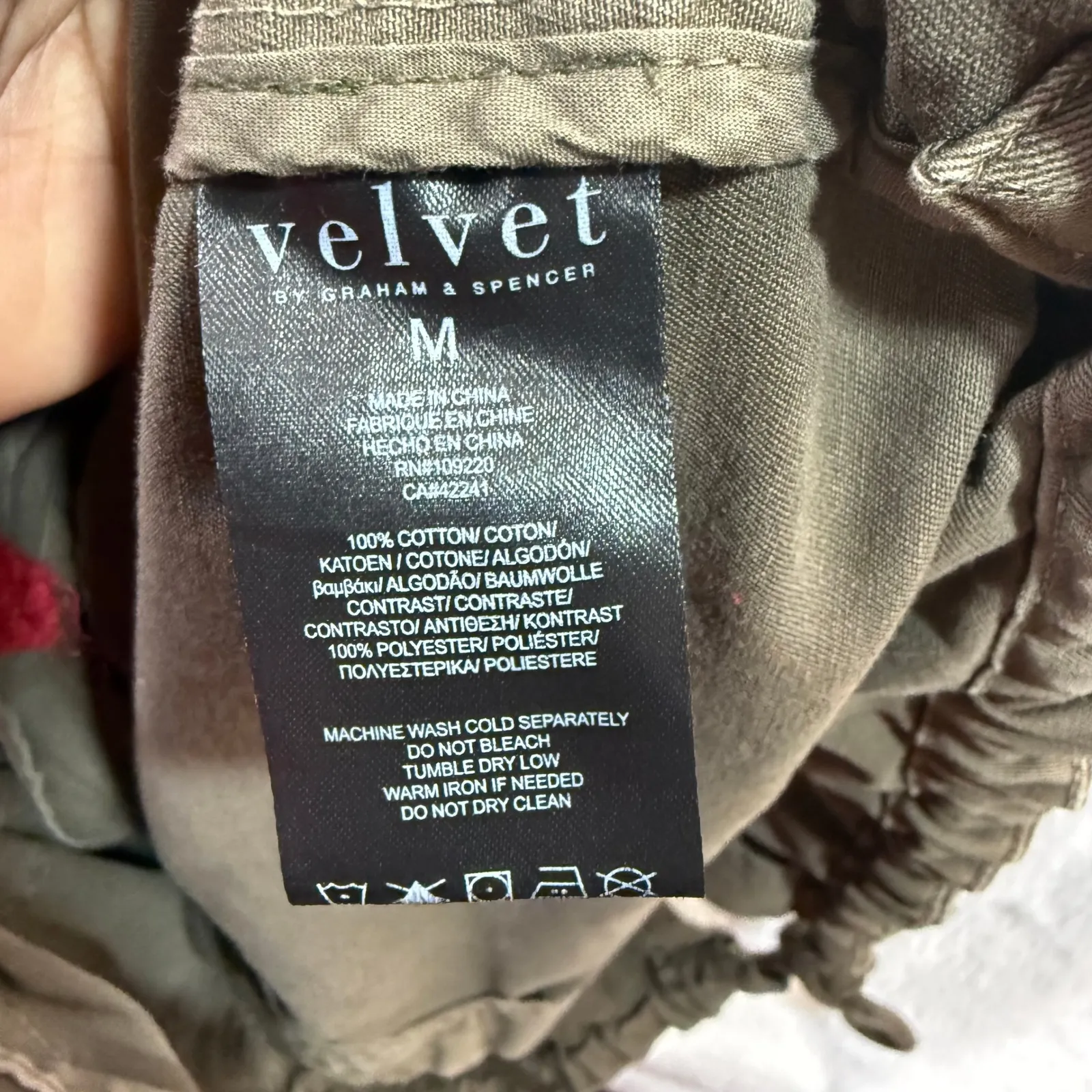 Velvet Graham Spencer M Olive Green Utility Anorak Jacket Hooded Drawstring Fall Brown Size M - Image 9