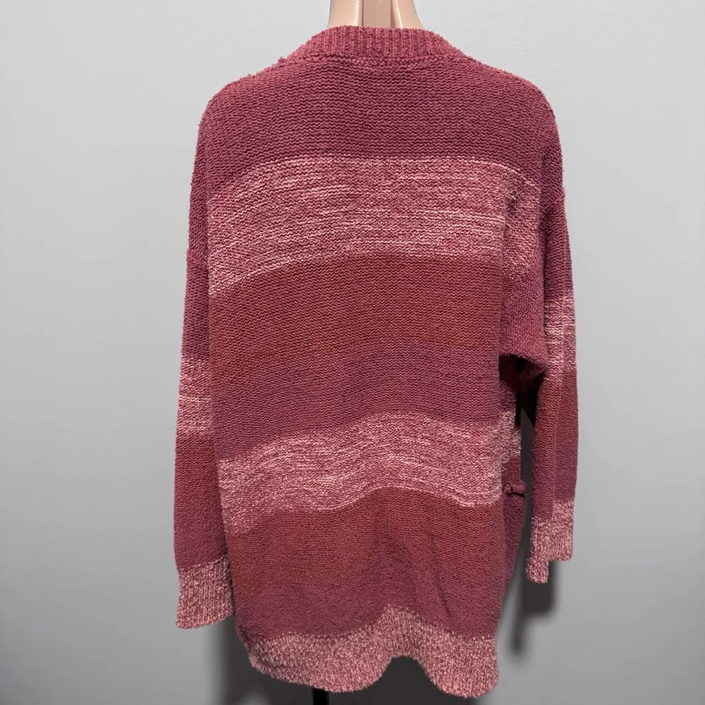 Free People Southport Beach Cardigan Sweater Pink Stripe Boho XS - Image 3