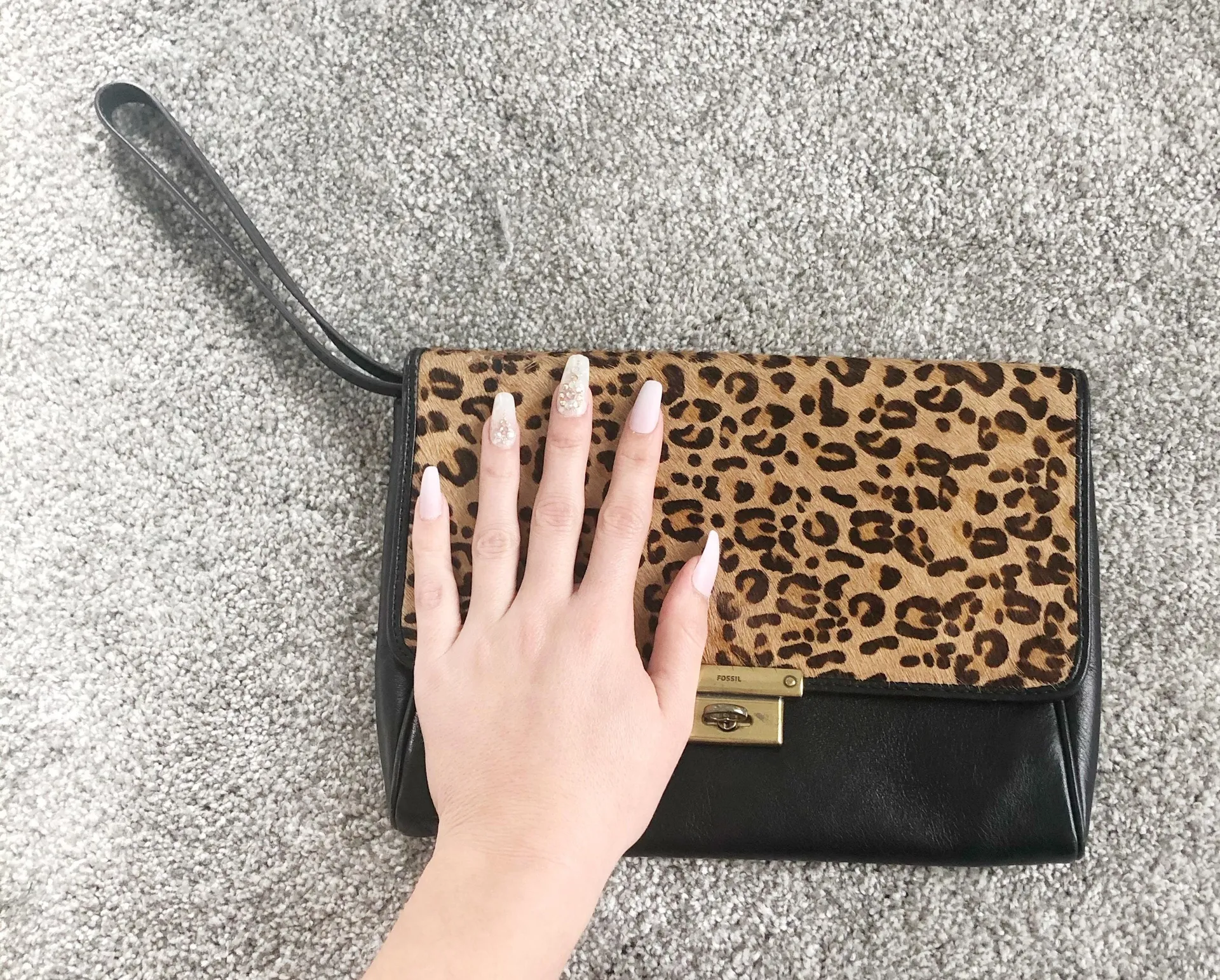 Fossil Leopard Print Calf Hair Wristlet - Image 3