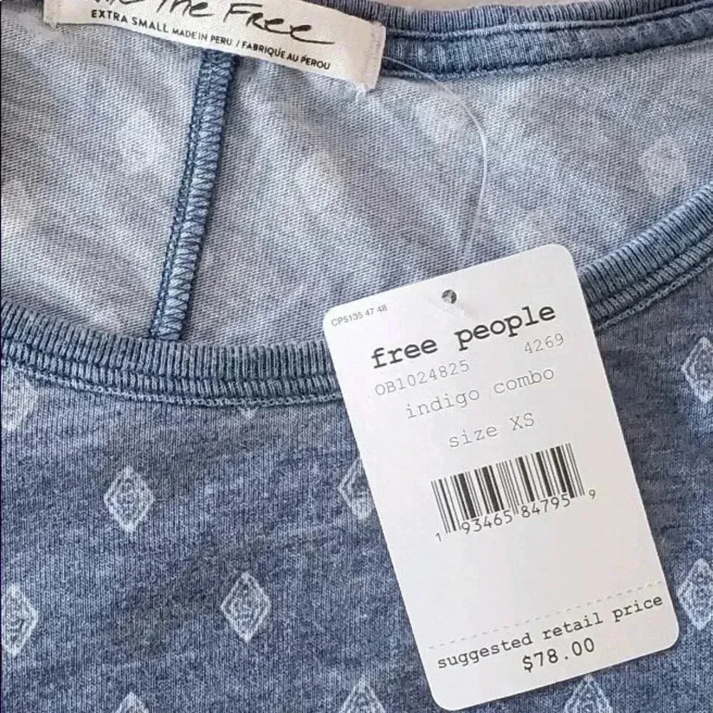 We The Free NWT Arielle Tee Indigo Combo Sz XS - Image 4