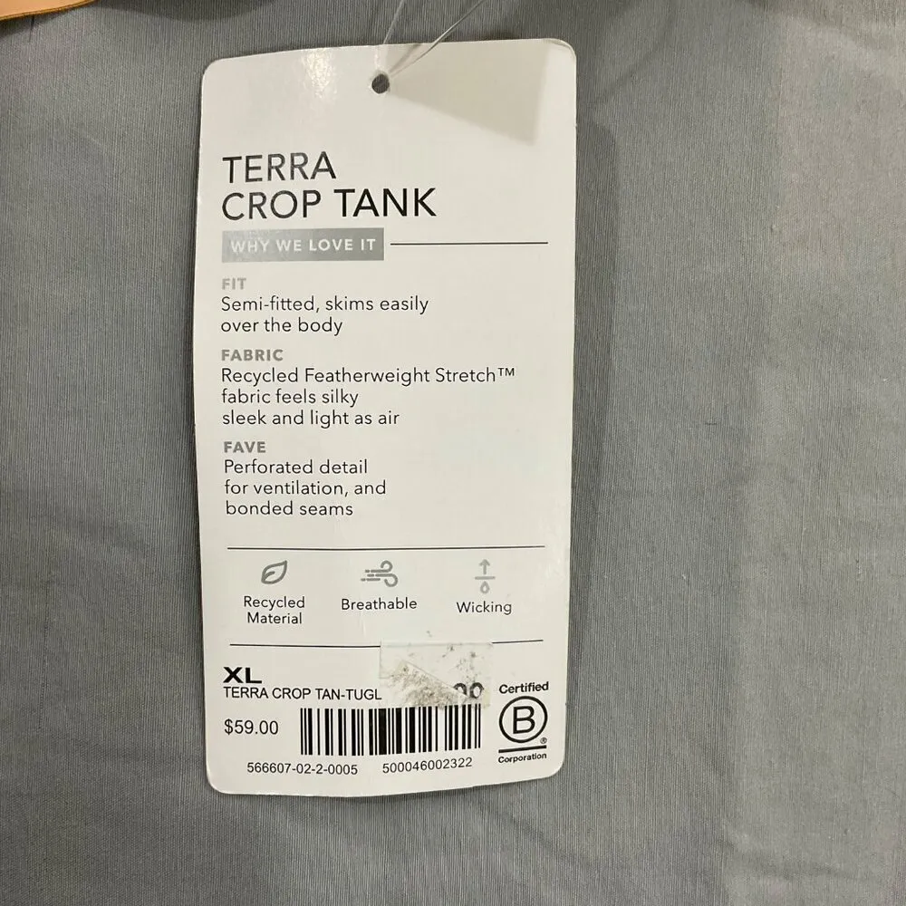 Athleta Terra Crop Tank Top Womens XL Tan Semi-Fitted Wicking Stretch Breathable - Image 5