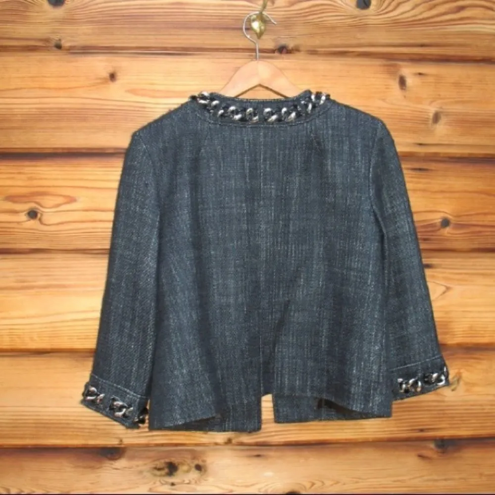 Michael Kors Metallic Tweed Blazer Jacket Black Size 4 - Image 7