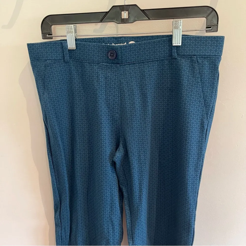 Betabrand Straight Leg Large Petite Dress Pant Yoga Pants  Teal Blue Printed - Image 2