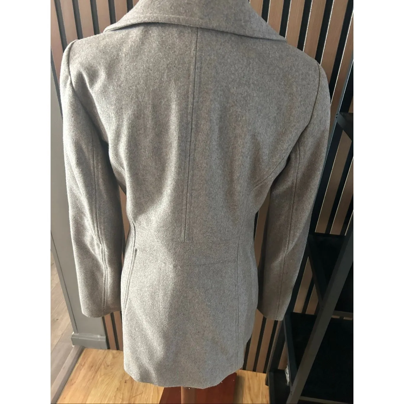 London Fog Women's Classic Wool Peacoat Taupe Heather Double Breasted size xxs - Image 2