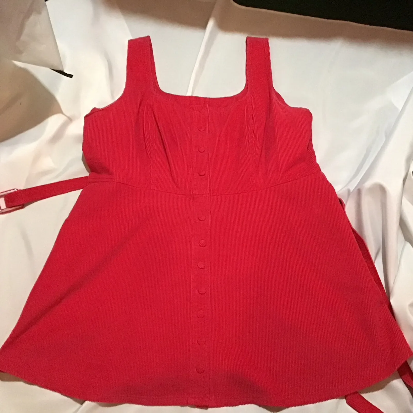 ASOS Corduroy Pinafore Overall‎ Jumper Size 4X  Barbie Core Pink Covered Buttons - Image 14