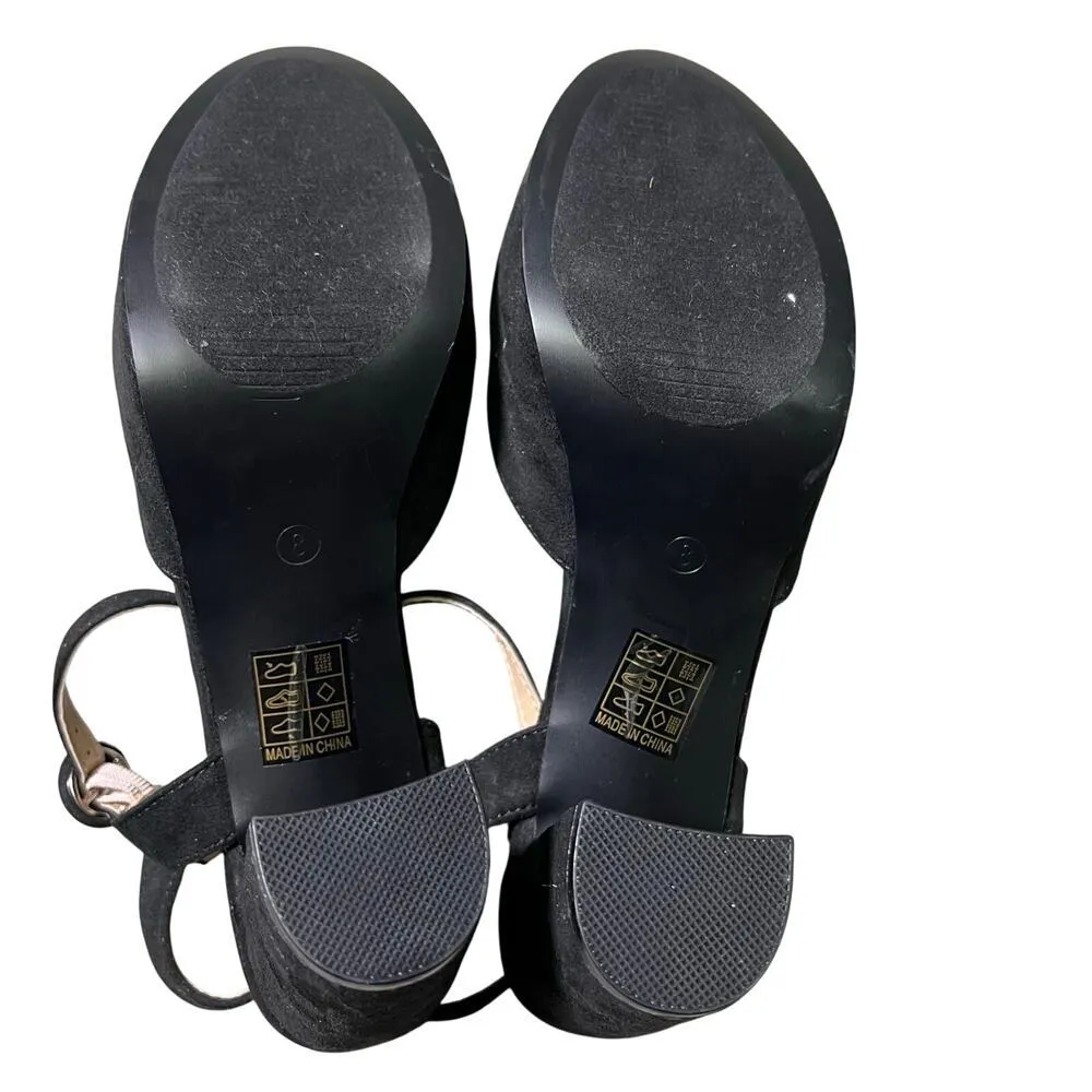 Journee Collection Womens Black Roslynn High Block Heel Sandals US 8 Pumps - Image 8