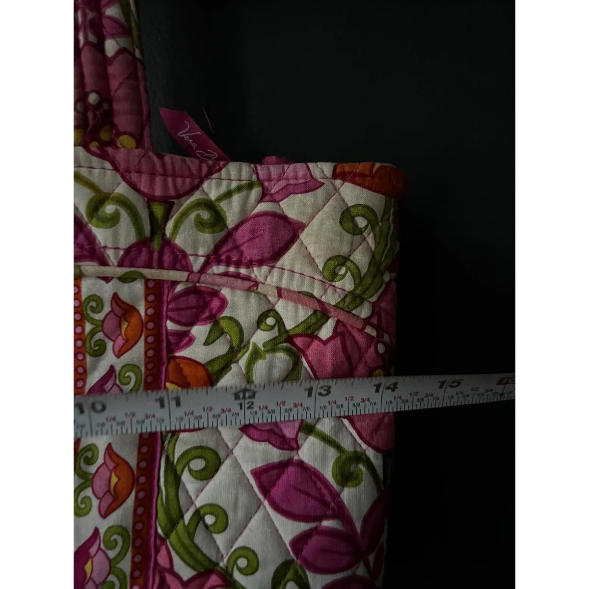 Vera Bradley Quilted Pink and Green Floral Tote Bag - Image 3