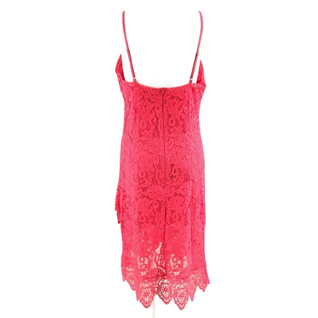 BB Dakota RSVP Shift Dress Lace Asymmetric Floral Pink Size 4 - Image 3