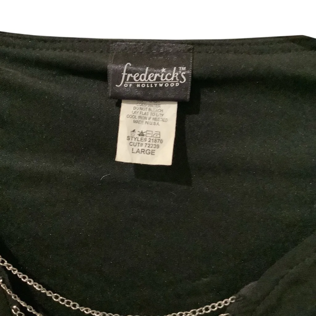 Frederick's of Hollywood Black Dress with Deep V Neck Chain Accent WORN ONCE - Image 8