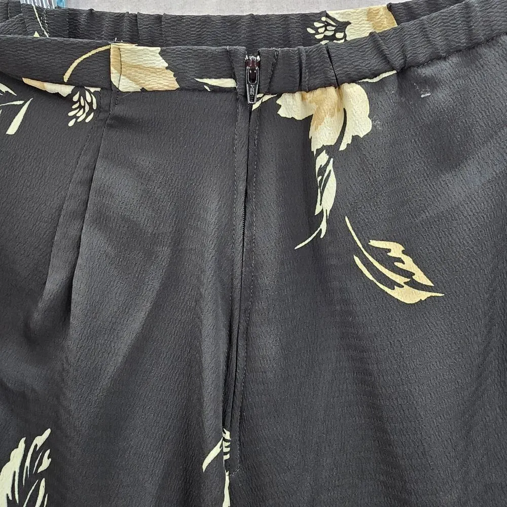 Kathie‎ Lee Black Flare Floral Knee Length Zipper Boho Y2K Indie Skirt Plus 14 - Image 6