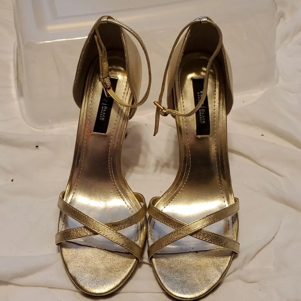 White House Black Market Gold High Heels - Image 10