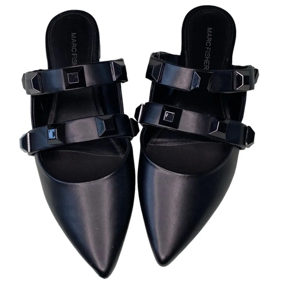 Marc Fisher Sharla Studded Strappy Mule Black B22B - Image 4