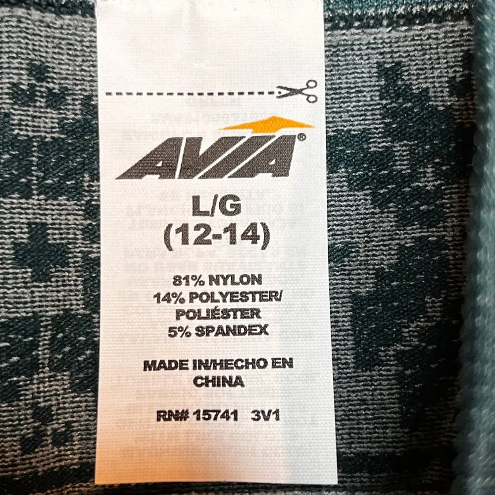 Avia Fair Isle Green Seamless Leggings SZ L 12/14 Cabin Activewear Winter Skiing - Image 5