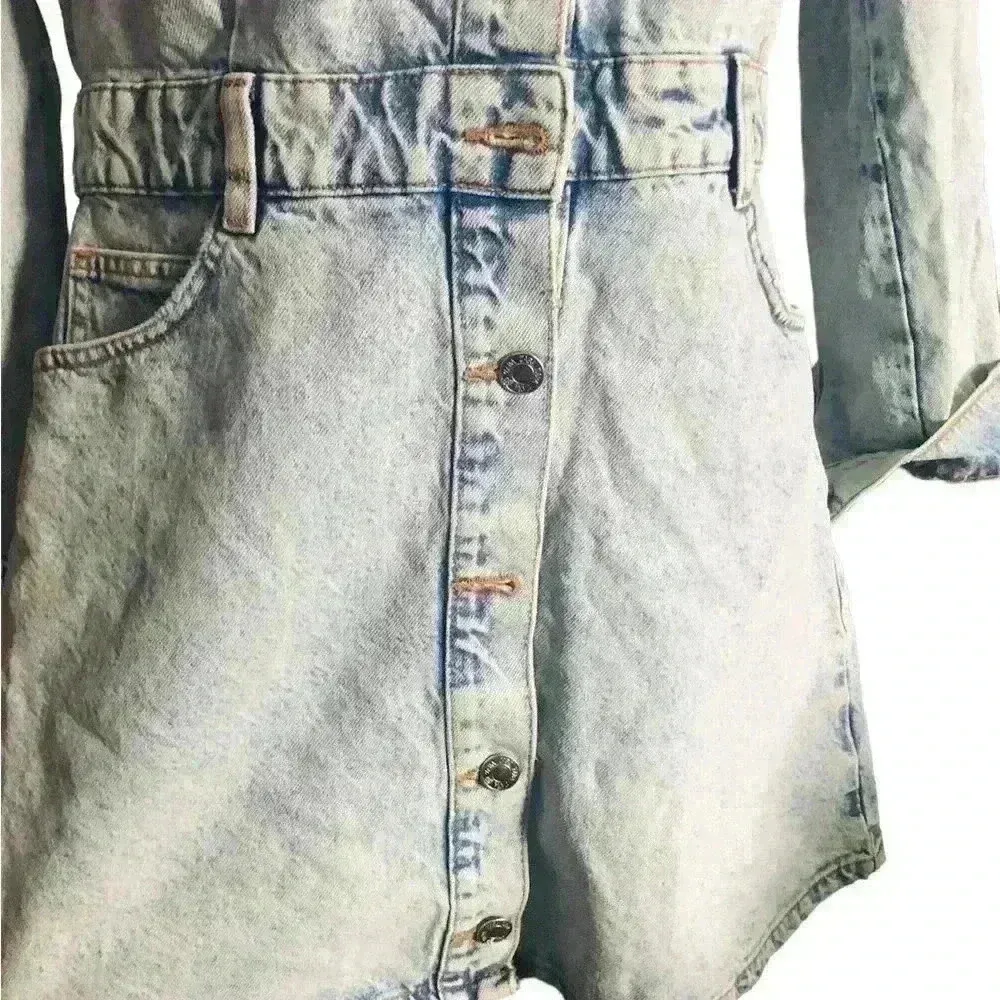 Zara denim long sleeve dress ( missing one button) - Image 3