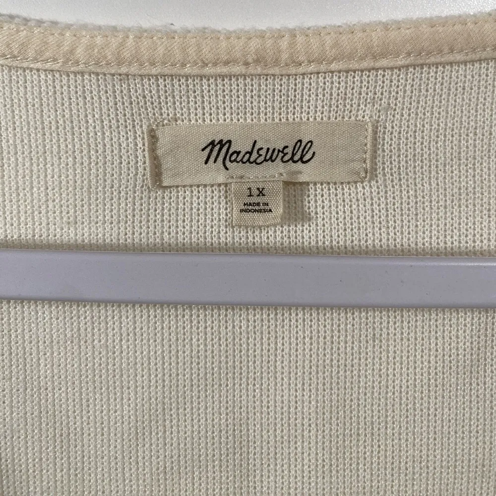 Madewell + Ottoman Rib Square-Neck Top in Cream Size 1X - Image 5