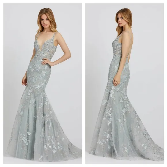 NEW Mac Duggal 20206M FLORAL EMBROIDERED MERMAID GOWN SZ 0Seamist - Image 2