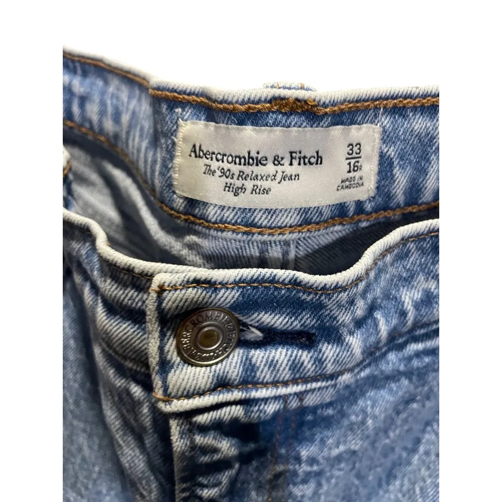 Abercrombie & Fitch 33 High-Rise Relaxed Fit Jeans Blue Denim - Image 3