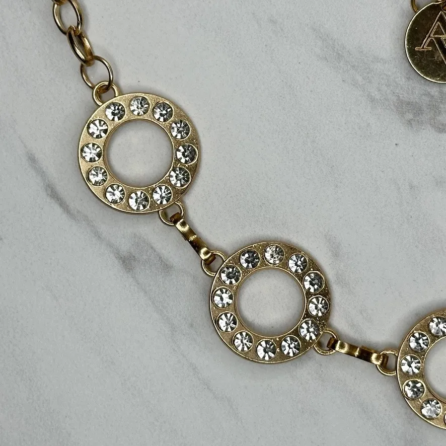 Adrienne Vittadini Gold Rhinestone Chain Link Belt One Size (OS) ✨ - Image 10