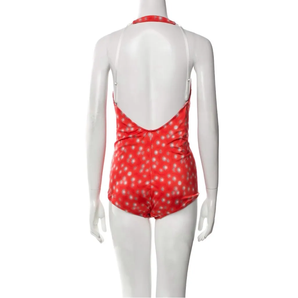 Malia Mills maillot one piece red floral white interchangeable straps NEW Size 2 - Image 3