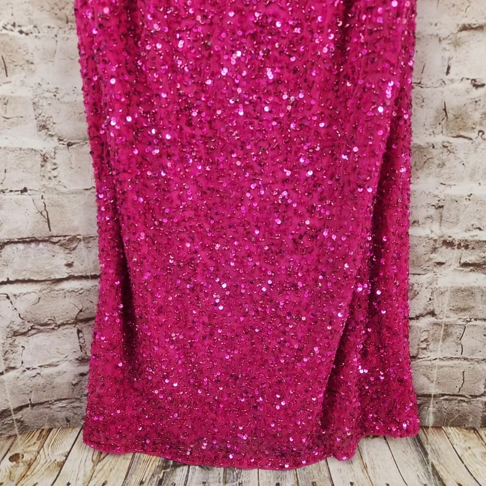 Retrofete Billy Sequin Dress in Knockout Pink Size XL NWT Spaghetti Straps - Image 5