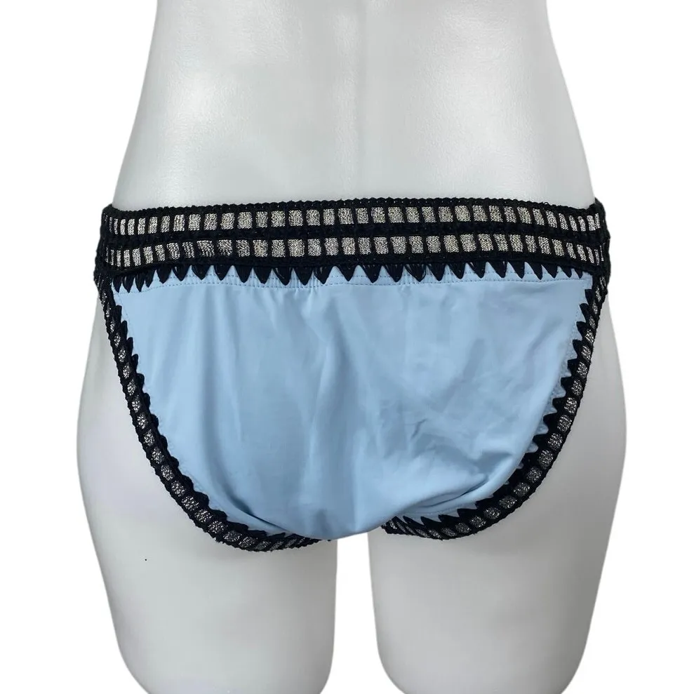 Bar III Be Weave It  Blue Silver Metallic Swimsuit Swimwear Bikini Bottom Size S - Image 2