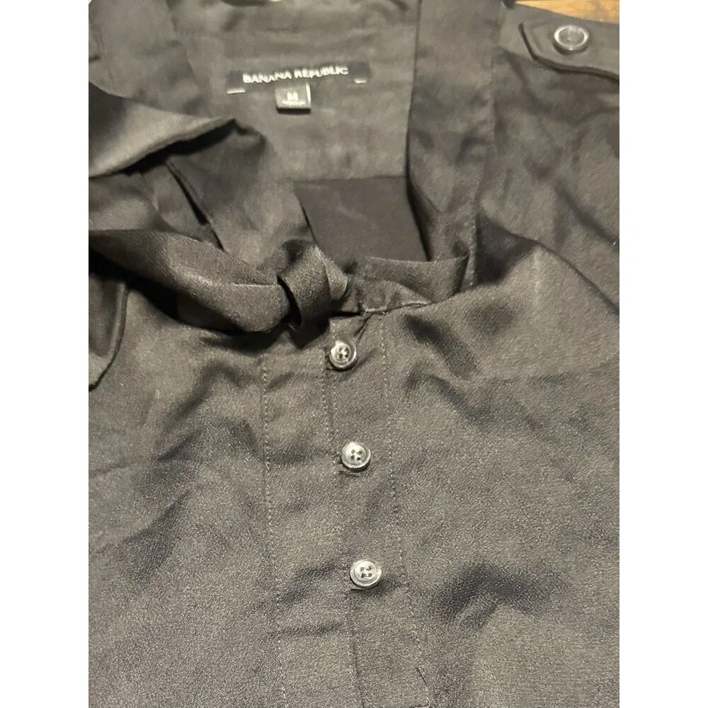 Banana Republic Womens Blouse Sz Medium Long Sleeve Preppy Office Siren Gothic - Image 9