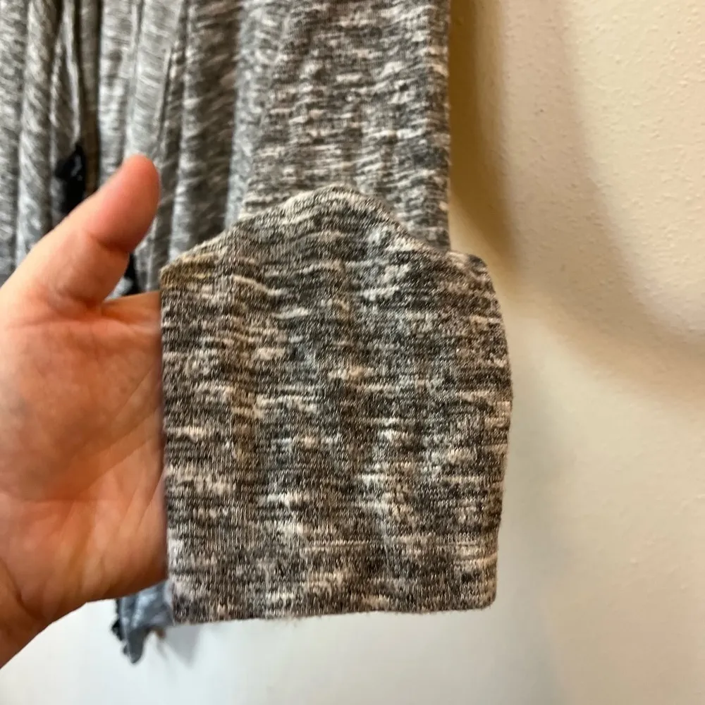 Grey Soft Tassel Drape Cardigan L | Cozy Layering Fall Winter Neutral Gray Size L - Image 6