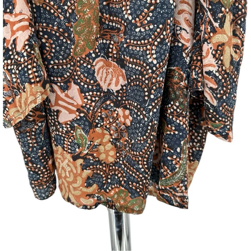 Madewell Silk Cold Shoulder Tie Tassel Straps Sea Floral Crop Top size Large - Image 4