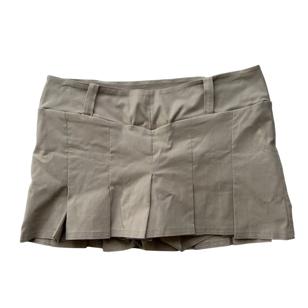 PrettyLittleThing Stone Pleated Drop V Front Miniskirt US Size 12 - Image 3