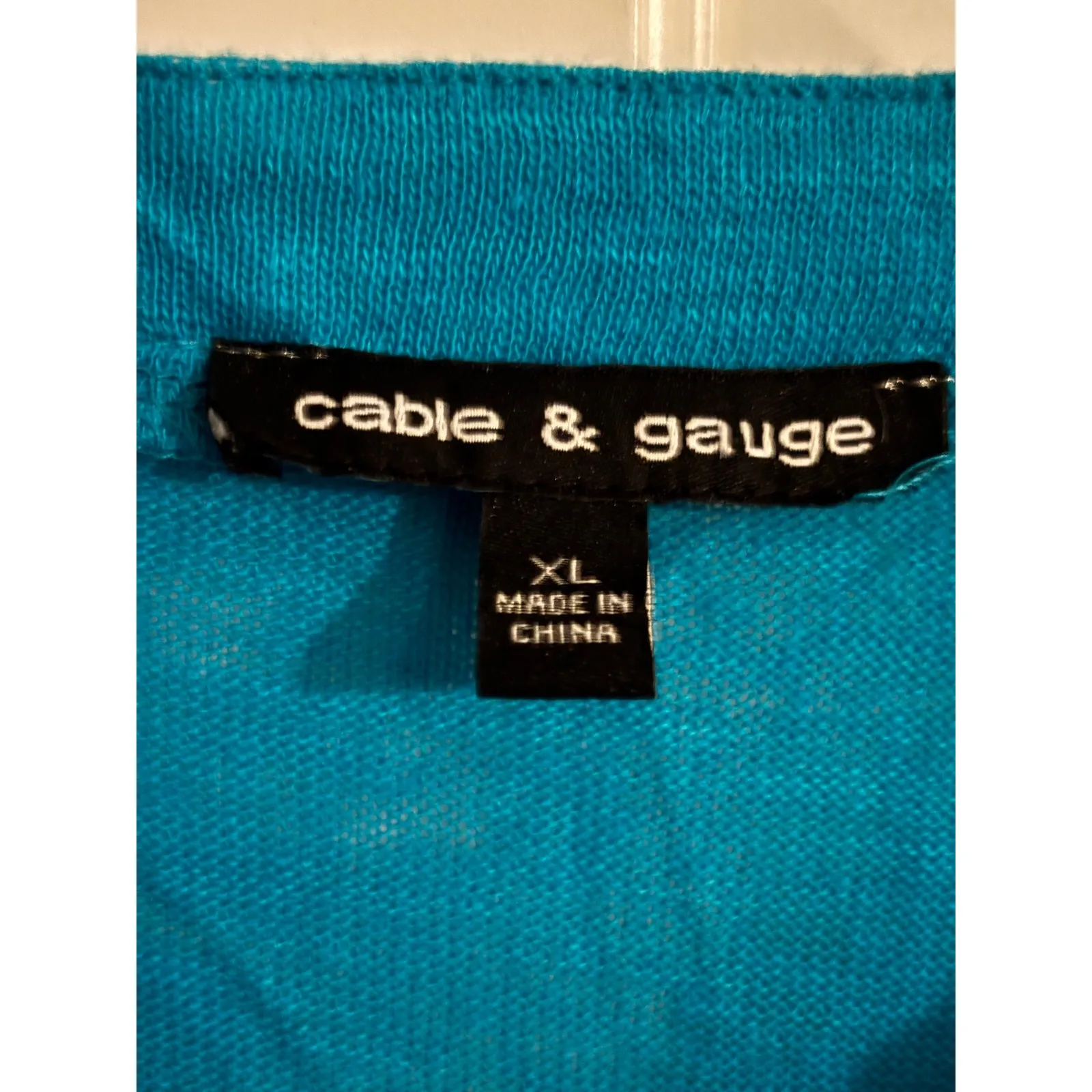 Cable & Gauge Turquoise Blue V Neck Roll Tab Sleeve Pocket Tunic Top XL - Image 2