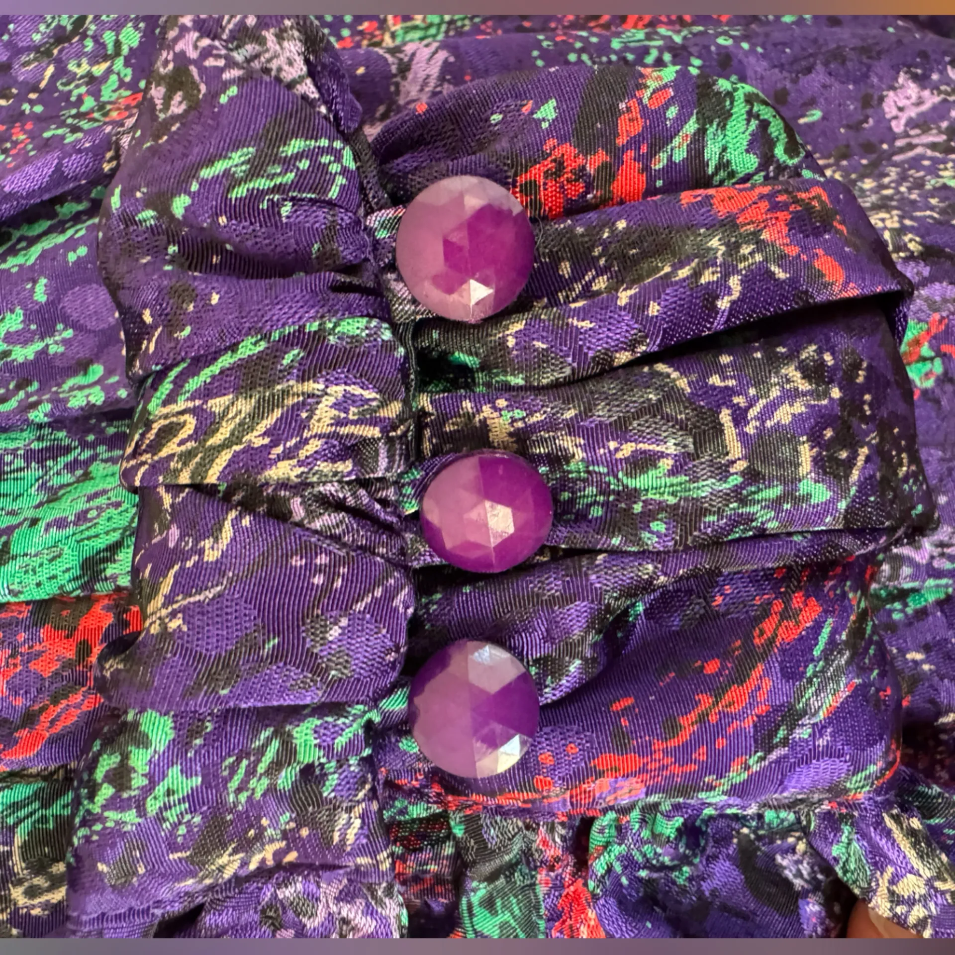 Vintage Abstract High Neck Blouse Jewel Tone Academia Size 14‎ Purple - Image 6