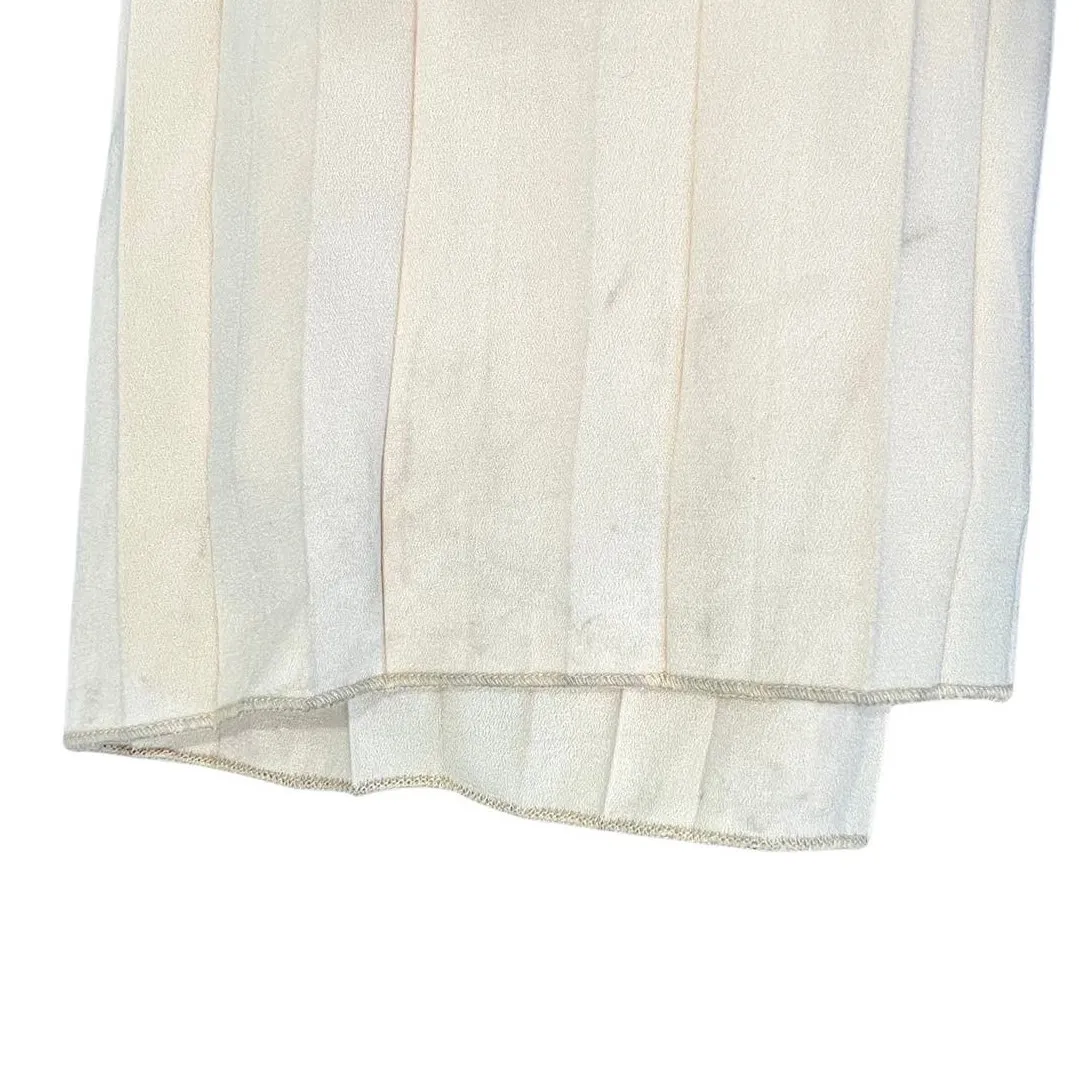 Little Mistress Cream Red Pink Embroidered Flowers Accordion Pleat Midi Dress 6 - Image 9