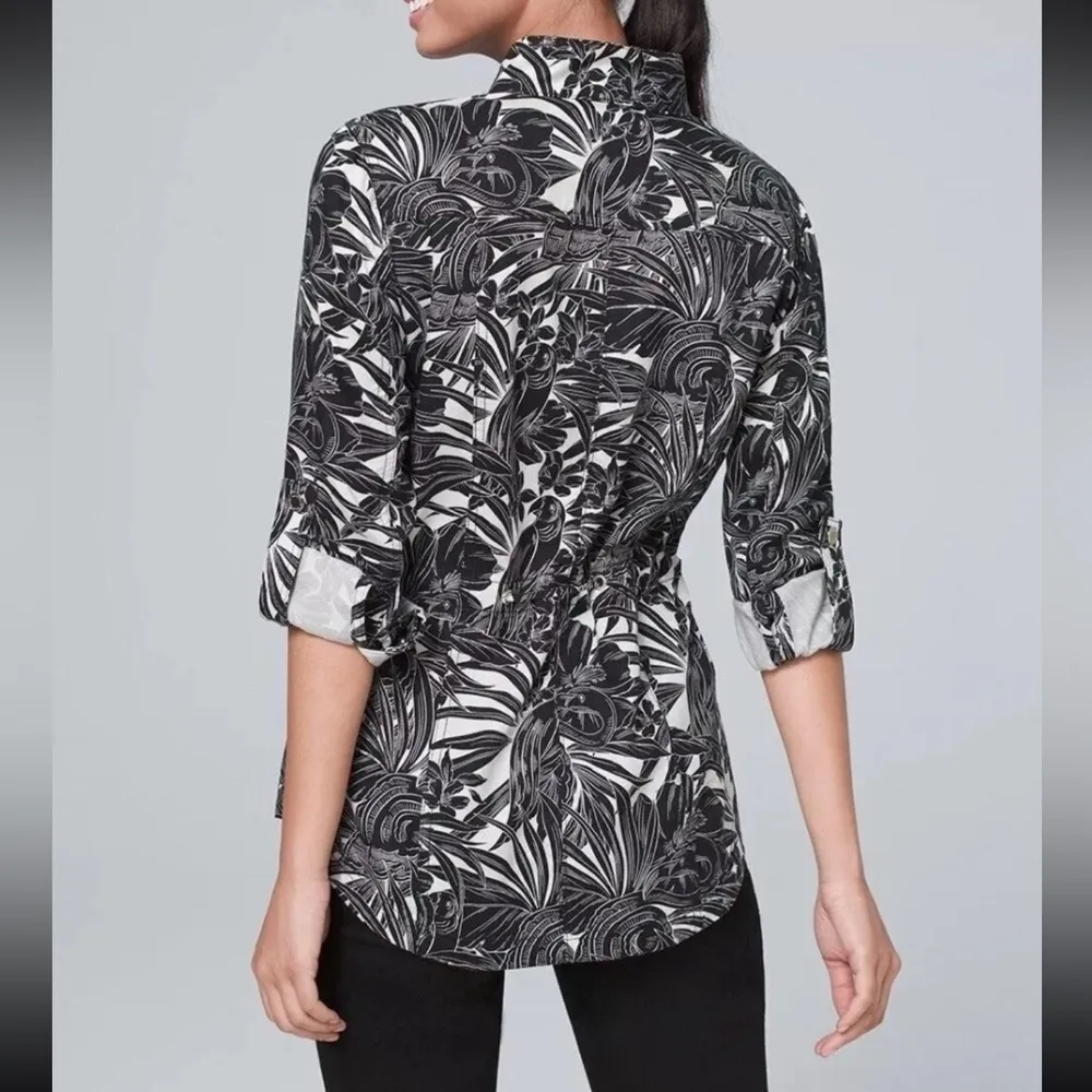 White House Black Market Size XS Tropical Print Utility Parka Jacket Resort Wear - Image 3