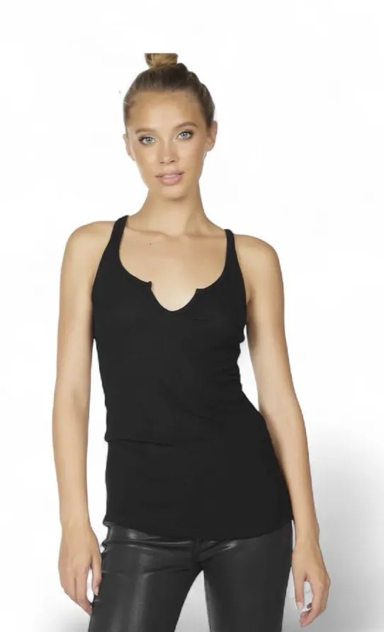 NWT Michael Lauren XRevolve Murphy Tank Top Open V Cut Front Size XSmall Black - Image 1