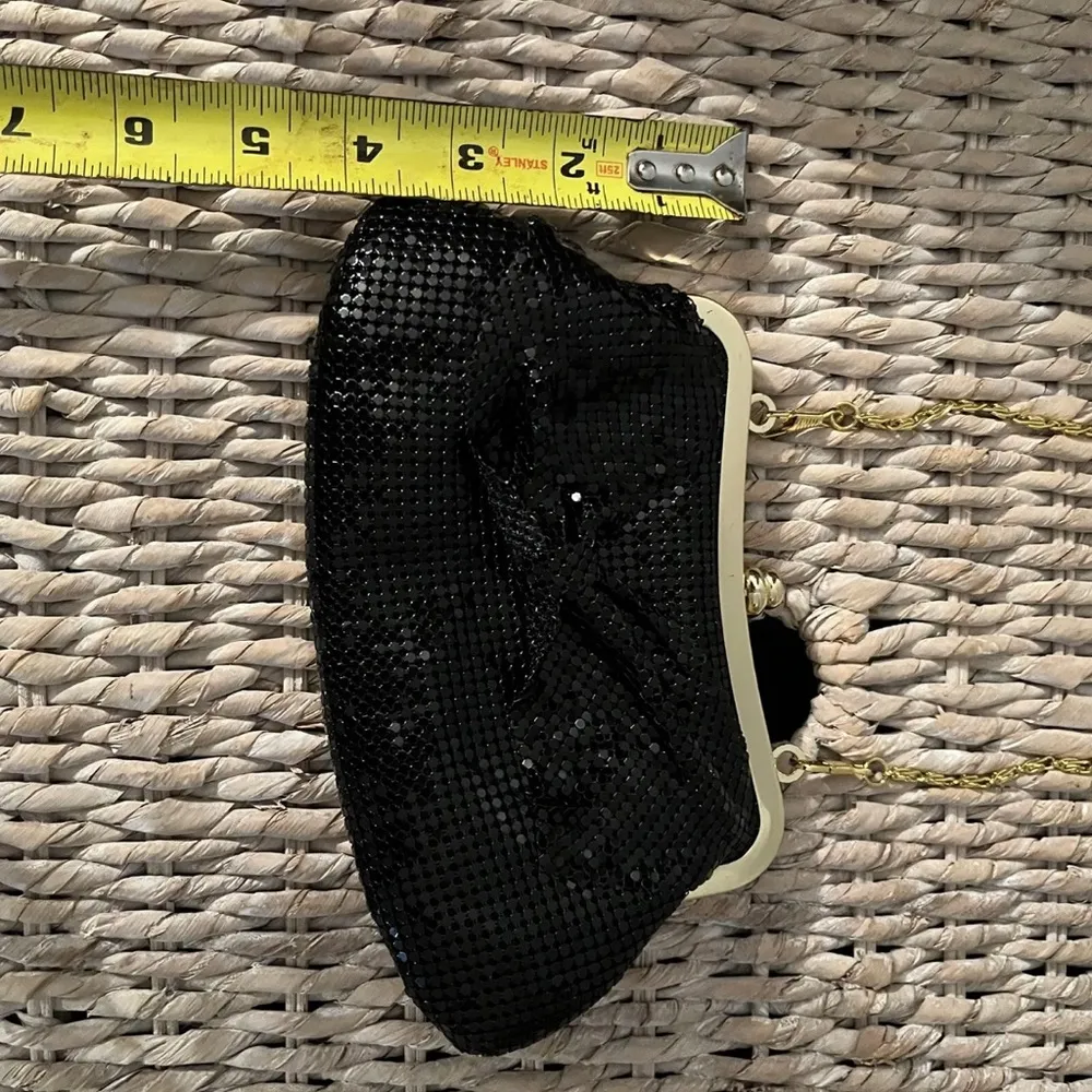Ardeen small sequin black and gold chain clutch bag EUC sparkly - Image 6