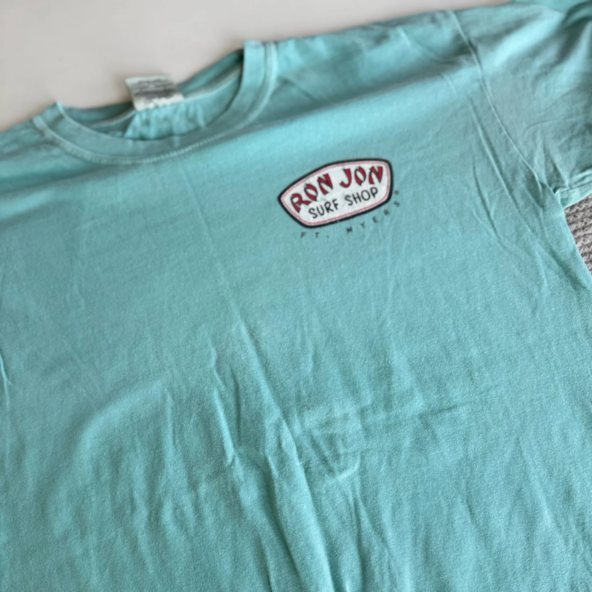 Ron Jon Surf Shop Turquoise Blue Long Sleeve Tee Shirt Size Medium 100% Cotton - Image 11