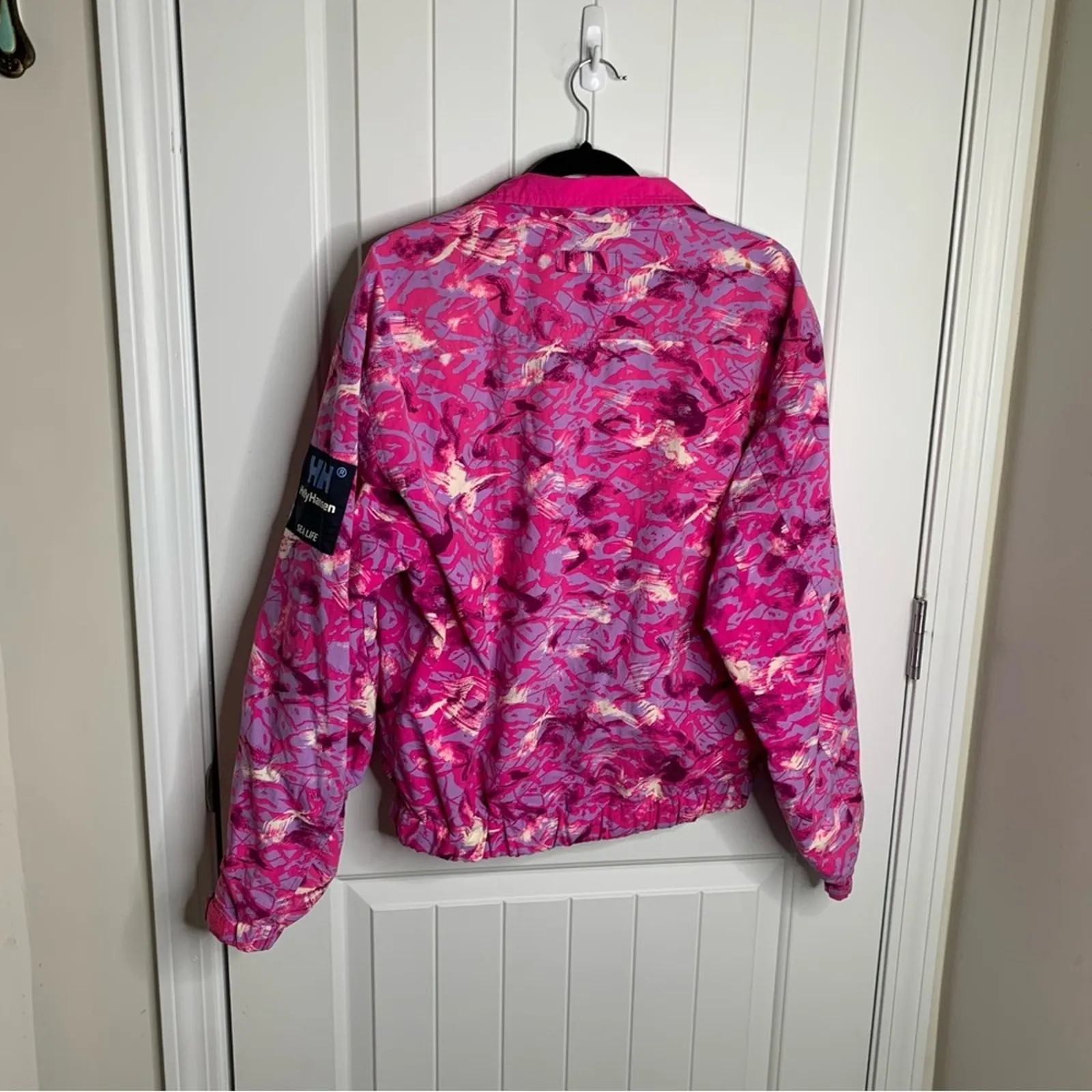 Vintage 90s Hansen pink sea life‎ floral bomber jacket size large women Norway - Image 3