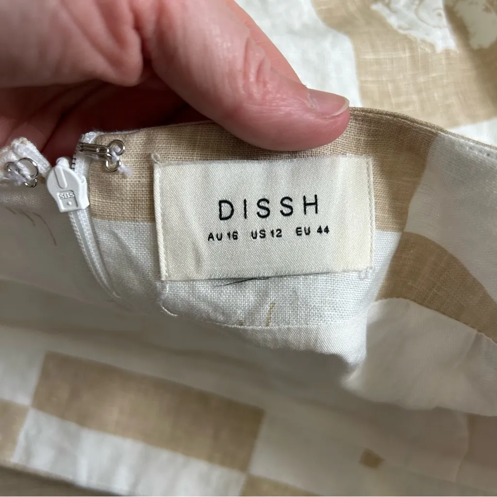DISSH Shell Linen Tan White Side Tie Mini Skirt 12 - Image 5