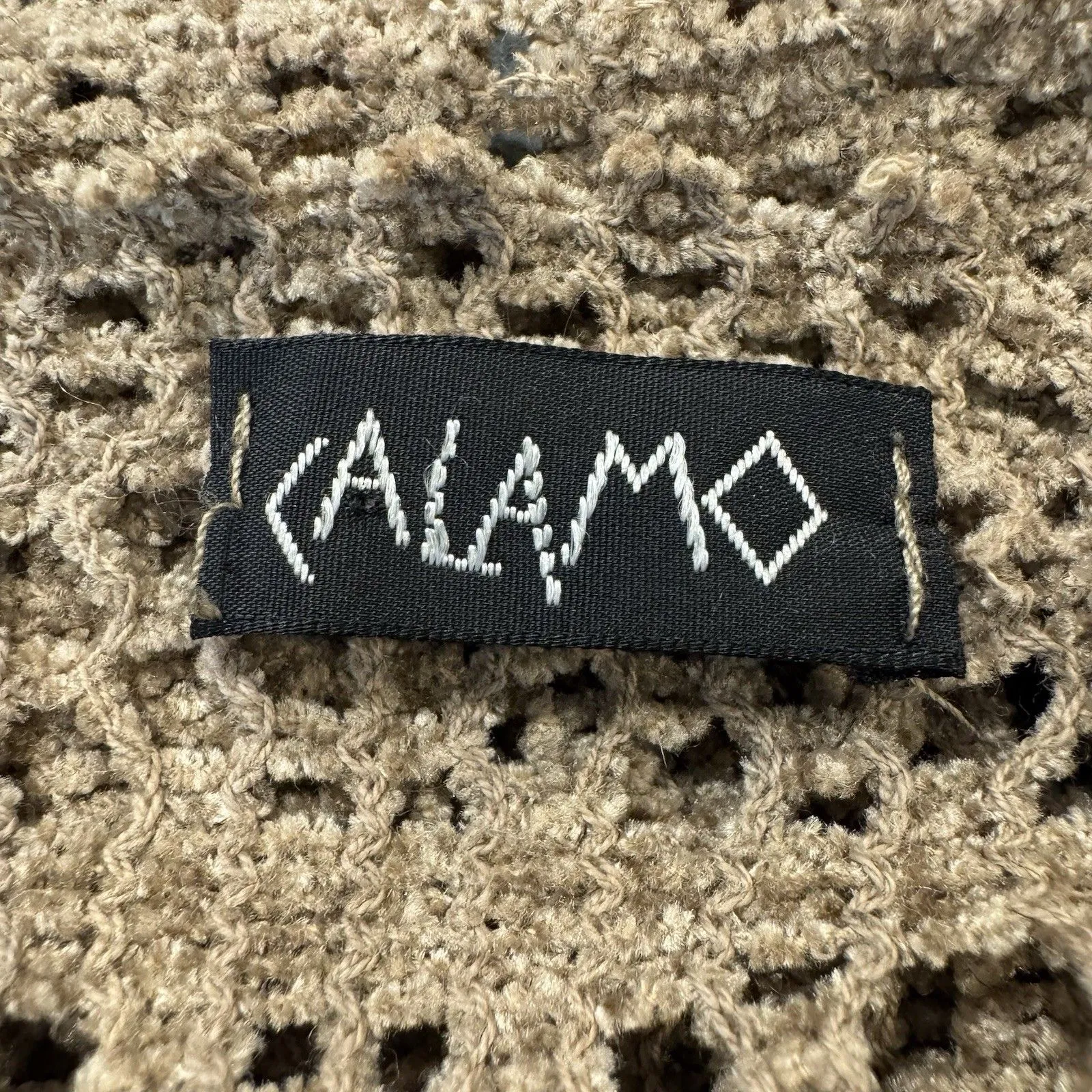 Calamo Womens Open Knit Poncho Cape Sweater OS Fringe Boho Festival Fairy Italy Brown Size undefined - Image 4