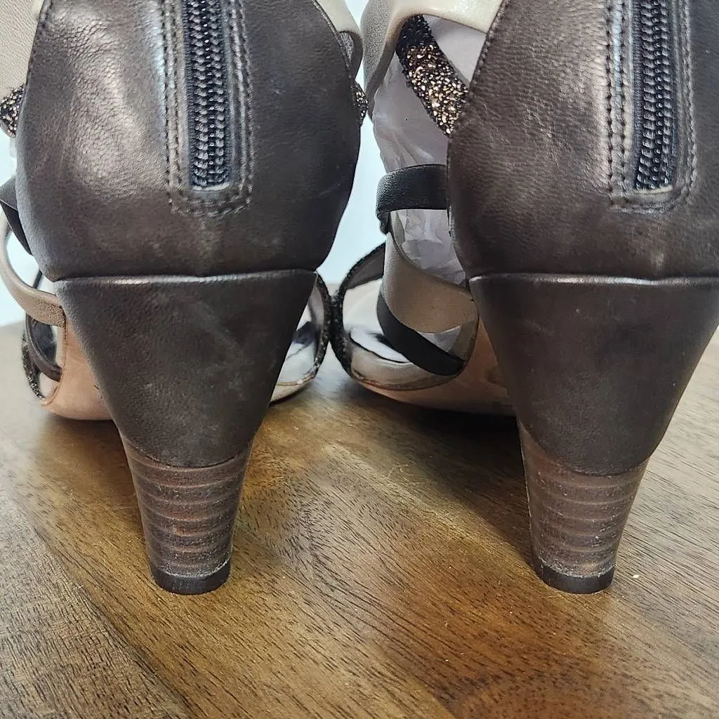 iXOS Brown Strappy Stacked Heel Size 38 Size 7.5 IXOS Vero Cuoio Italy Heels - Image 6