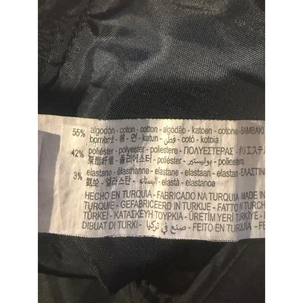 Zara Straight Leg Mid Rise Dress Trousers Striped Back Waist S Dark Navy Blue - Image 9