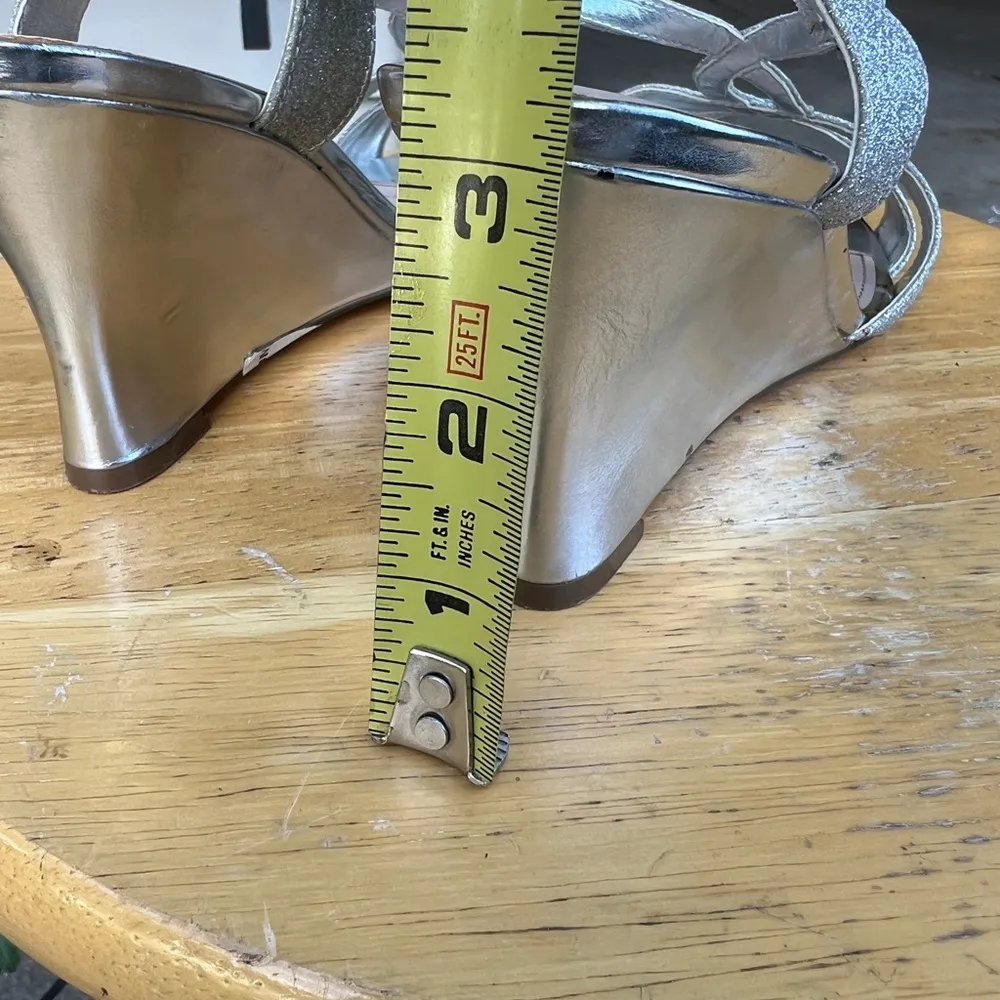 Clearance 50% off I.Miller Silver Strapppy Wedge Heel, Size 7.5 - Image 3