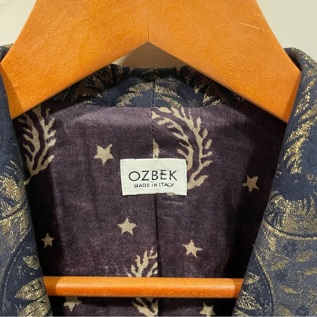 Stunning vintage 90s baroque celestial moon magic Ozbek luxury long blazer Italy Blue Size 8 - Image 5