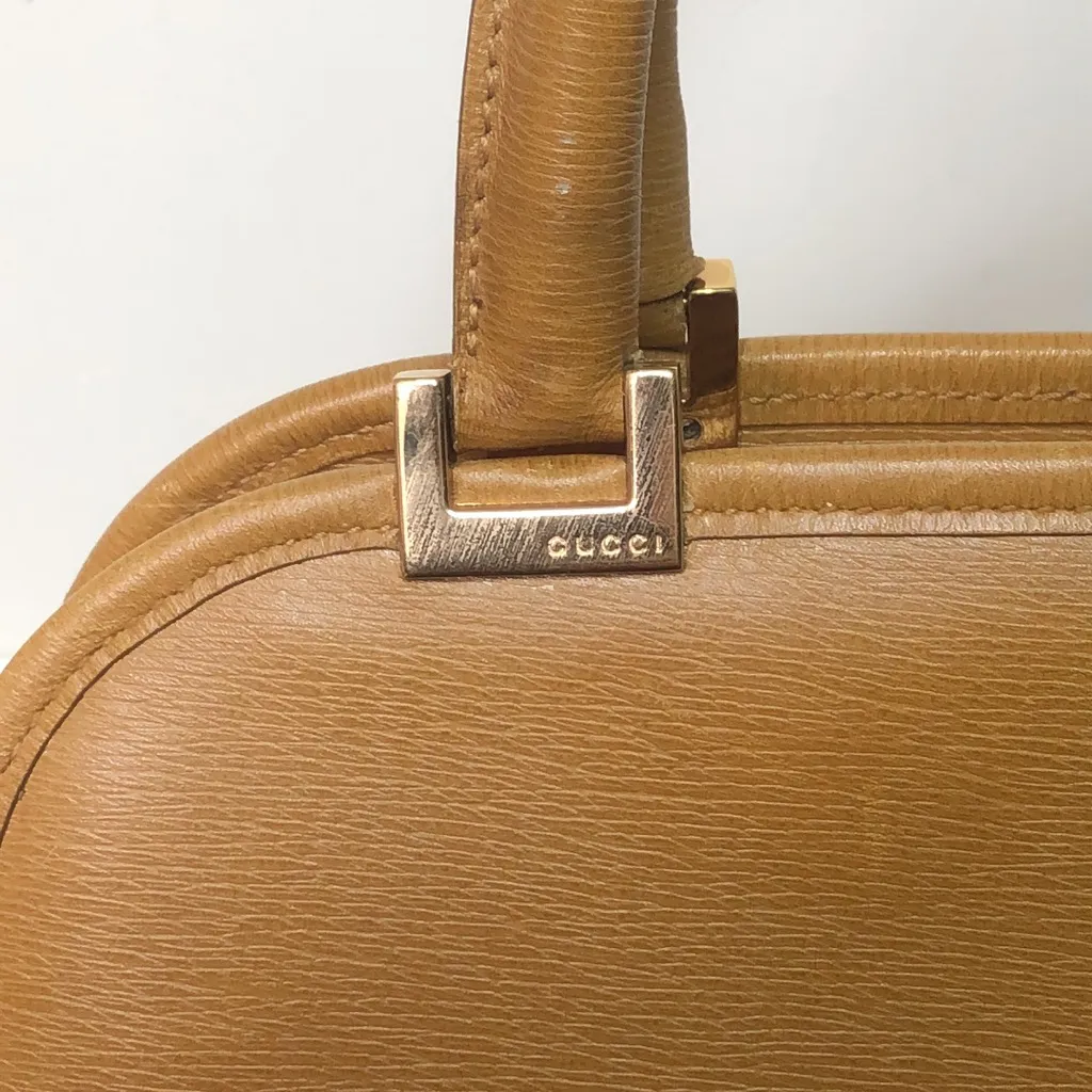 GUCCI Tan Leather Jackie Push Lock Dual Zipper Rolled Handle Bag MINT CONDITION - Image 15