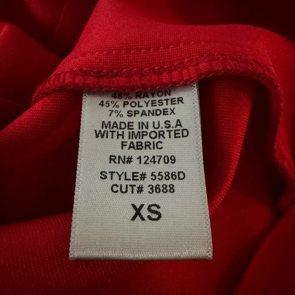 IC COLLECTION Red Scuba Knit Ruffled Balloon Sleeve Red Sheath Dress Size XS NEW - Image 6