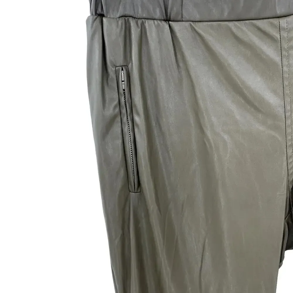 Ottod'Ame Military Green Faux Leather Jogger Pants Size 46 / US‎ 10 - Image 4